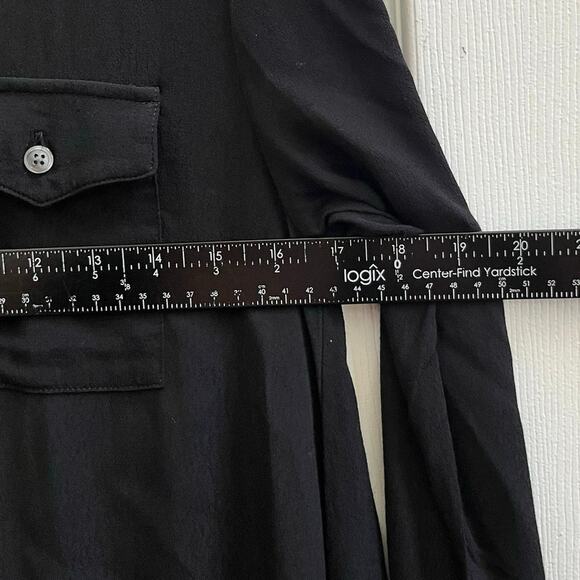 Hatch Black Collared High Low Concealed Placket Button Shirt Dress Size 1 Small - Picture 12 of 14